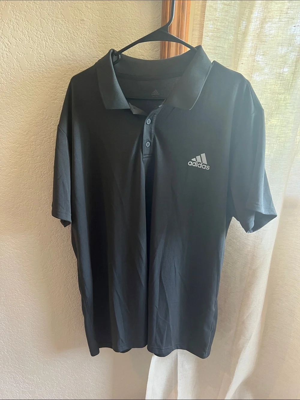 adidas Black Men's Polo with White Logo